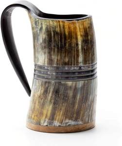 Artisanat de qualité, mug à bière viking en corne, fabriqué avec de la corne naturelle et de l'agate, vente en gros, nouveaux produits, mug en corne, agate - Product Image 1