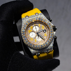 Montres Hip Hop de haute qualité, serties de diamants, bracelet en caoutchouc pour homme, 41 mm, sertissage manuel, diamants Moissanite VVS1 - Product Image 5