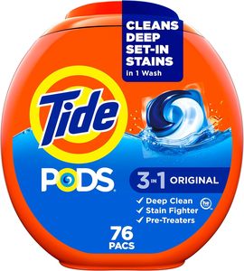 น้ำยาซักผ้า Tide pods น้ำยาขจัดคราบ3-in-1เครื่องพ่นกลิ่นเครื่องป้องกันสีจำนวน76จำนวนใช้ได้กับเขากลิ่นดั้งเดิม - Product Image 1