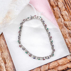 Pulsera de diseño hecha a mano de Plata de Ley 925 con múltiples piedras preciosas naturales y CZ para bodas o fiestas Joyería al por mayor - Product Image 3