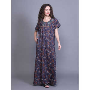 Chemise de nuit Alpine ODM en tissu doux tissé avec poche latérale, broderie au col et logo personnalisé, fermeture à cordon, MOQ 3 pièces - Product Image 4