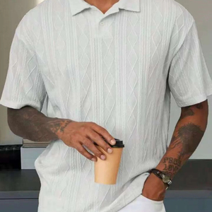 POLO para hombre camisa básica de color sólido suelta brazo y botones en el pecho Casual primavera y verano Top manga corta - Product Image 5