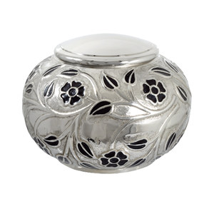 Urne funéraire en argent antique de conception unique, cercueil de rangement pour cendres funéraires en métal fabriqué à la main - Product Image 2