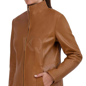 Chaqueta de Cuero para Mujer al por Mayor a Bajo Precio, Tejida, Transpirable, de Alta Calidad, Moderna y Ajustada - Product Image 2