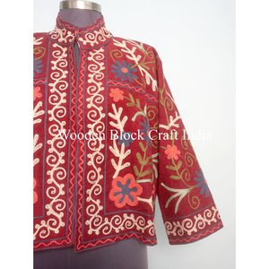 Custom Made Embroidered cotrise Woven Wool Jackets with Cotton Filled Artisan Craftsmanship Windproof Multi Coloured jacket - Product Image 6