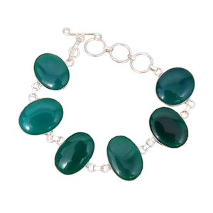Meilleure qualité rayonnante solide 925 argent Sterling vert Onyx pierre précieuse à la main Bracelet en argent fin bijoux en argent Sterling bijoux - Product Image 1
