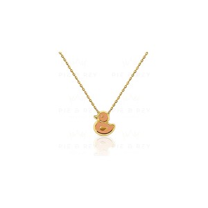9K <b>Gold</b> Hand Enamel Duck Necklace with Zircon and Pearl <b>for</b> Women and Kids Made in Spain - Product Image 1