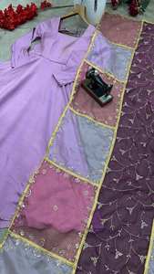 Impresionante Dupatta moderna púrpura bellamente bordada Secuencia de varios tonos trabajo romano Simmer seda secado rápido para Diwali boda - Product Image 6