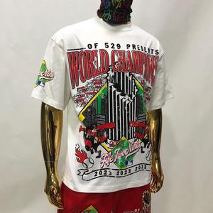 โลโก้ที่กําหนดเองวินเทจStreetwearเฮฟวี่เวท250gsm 100%ผ้าฝ้ายเสื้อยืดแห้งเร็วขนาดใหญ่พิมพ์ออกแบบกราฟิก - Product Image 5