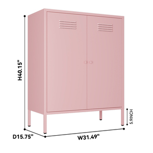 Metal <strong>Storage</strong> Cabinet with 2 Door Steel Locker Sideboard Buffet Cabinet <strong>Console</strong> <strong>Table</strong> for Home Office Pink - Product Image 4