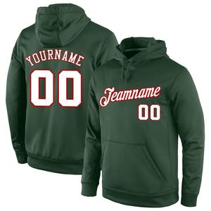 Custom Stitched Green <b>White</b>-Red Sports Pullover Sweatshirt <b>Hoodie</b> - Product Image 1