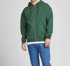 Sudadera con capucha y doble cremallera de algodón de alta calidad con logotipo personalizado, ropa de calle de peso pesado, sudadera recortada con cremallera, fabricante - Product Image 2