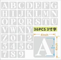 Pochoir exclusif transfrontalier en PET pour lettres et chiffres anglais, modèle de peinture au pistolet pour plaque de porte évidée