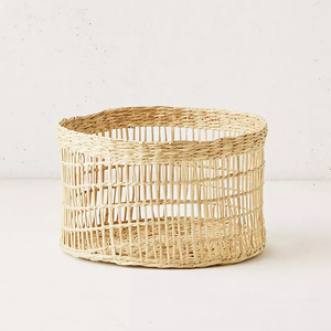 Rond ouvert tissage jonc de mer garde-manger pain conteneur de stockage panier gros raphia paniers pour la décoration de la cuisine - Product Image 2