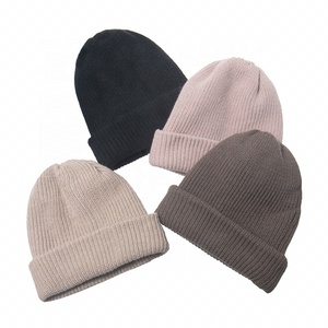 Chapeaux en tricot de pêcheur unis à la mode avec logo personnalisé, bonnets en tricot chauds à revers, bonnets d'hiver en jacquard pour adultes et enfants - Product Image 4