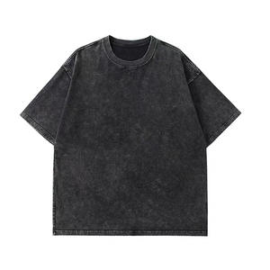 Camiseta de hombre lavada con ácido de gran tamaño y hombros caídos en blanco, ropa de calle vintage de algodón 240 GSM 100% de peso pesado con logotipo personalizado - Product Image 1