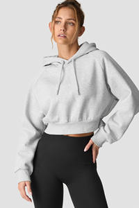 Sudadera con Capucha Corta de Invierno Personalizada para Mujer, Informal, Holgada, de Forro Polar Transpirable, con Logotipo Frontal - Product Image 3