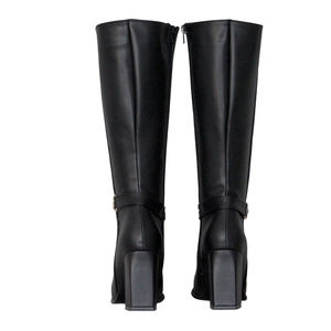 Bottines hautes noires pour femme à talon épais élégantes avec boucle - Product Image 3