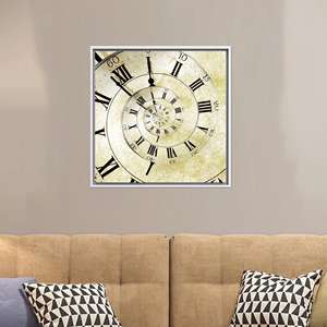 Toile imprimée : Tableau d'art vintage moderne avec horloge pour une décoration élégante, encadré blanc - Product Image 1