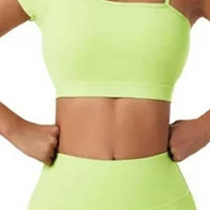 Ensemble de yoga deux pièces pour femmes, taille plus, uni, avec logo sur le devant - Vêtements de sport, soutien-gorge et pantalon - Product Image 5