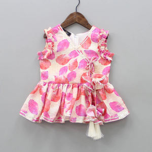 Ensemble Kurti Palazzo ethnique pour filles Shoryam Fashion, rose, pour les fêtes |   Kurti sans manches imprimé avec pantalon palazzo évasé Toutes saisons - Product Image 3