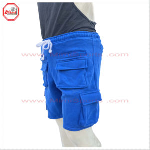 Short cargo personnalisé Short de jogging cargo bleu royal en coton éponge respirant avec broderie d'impression bouffante à 8 poches - Product Image 2