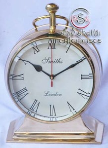 Nautical Collectible Plated Brass Vintage Marine Desktop Clock with Quartz Movement for Home Decor - Product Image 5