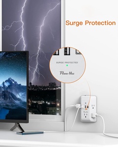 6 presa di Protezione <span class=keywords><strong>Da</strong></span> Sovracorrente, Multi Plug Adapter Presa con 2 USB del <span class=keywords><strong>Caricatore</strong></span> Della Parete e della luce di notte - Product Image 6