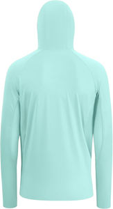 Chemise de pêche unisexe à manches longues UPF 50 avec masque, cache-cou UV, capuche, 100% polyester, antibactérien, logo frontal, motif uni - Product Image 2