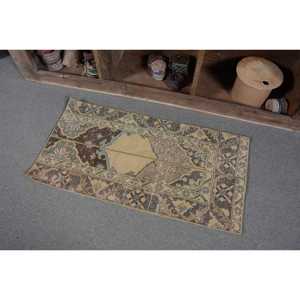 Alfombra de lana turca Vintage de 180cm X 350cm Beige y marrón hecha a mano Patchwork rectángulo respaldo de látex para sala de estar para adolescentes - Product Image 3