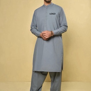 Nouvel ensemble de 2 pièces Salwar Kameez pakistanais 2026 pour homme, en polyester, formel, longueur genou, anti-humidité et respirant - Product Image 3