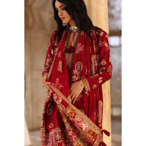 Costume en satin de soie brute brodé 3 pièces avec dupatta SP-52058 - Product Image 3