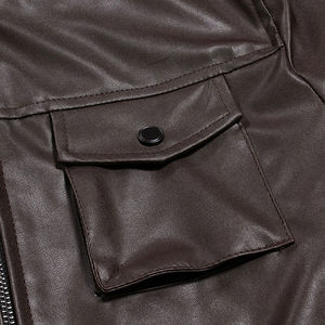 Fabricantes profesionales Chaquetas de cuero de piel de oveja de ajuste regular con forro de satén Dobladillo acanalado elástico Chaqueta de cuero para hombres Hombres - Product Image 5