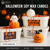 Coffret Cadeau Mini Bougies en Cire de Soja Halloween – Bougies Parfumées Fantôme et Citrouille pour Ambiance Festive et Coconneuse