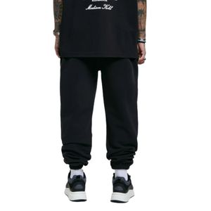 100% algodón Fleece Heavyweight Relaxed Fit Jogger Pants Time Flies Black Screen Print Zip Pocket Casual Streetwear Style - Product Image 2