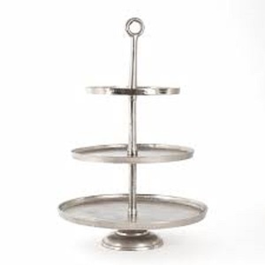 Heart Shape New Design Eco-Friendly Blue Enamel Fineshed Aluminum <b>Casted</b> 2-Tier Cake Stand <b>Hand</b> Wash Only for Tabletop - Product Image 4