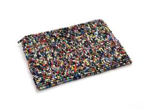 Haig Quality Handmade Embroidery Seed Beaded <b>Clutch</b> Coin Pouch for Women <b>White</b> Colour Suede with Zipper Closure From India - Product Image 6