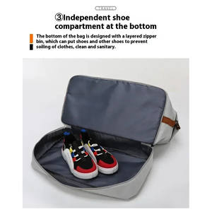 Sac de sport portable grande capacité, bagage de voyage courte distance, en toile de coton décontractée avec fermeture éclair, impression personnalisée en polyester - Product Image 3