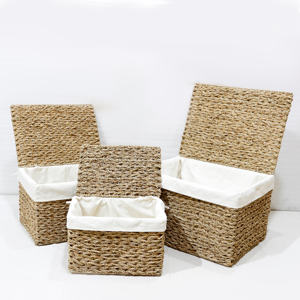 Handwoven <b>Seagrass</b> Storage <b>Basket</b>, Decorative Multi Purpose Organizer for <b>Laundry</b> Hampers and Home Use - Product Image 1
