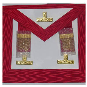 Tablier maçonnique en cuir Rite écossais Tablier 9e degré Fil de métal doré 100% Agneau avec frange Briques Bullion Best - Product Image 6