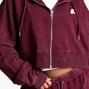 Détaillant Vintage Acid Wash 2 en 1 Sweat à capuche zippé d'hiver lourd pour femme 100% coton - Product Image 6