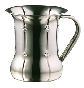 Taza de lavado de acero inoxidable con diseño de flores y hojas martilladas y 2 asas, taza de lavado de acero de tamaño clásico - Product Image 4