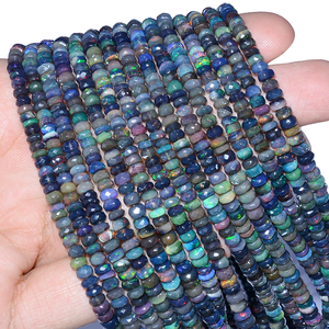 AAA + noir éthiopien Welo opale feu 3mm-5mm perles à facettes Rondelle naturelle éthiopienne opale pierres précieuses Welo opale perles pour bijoux - Product Image 5