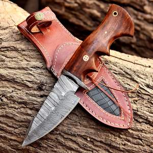 Couteau de chasse à lame fixe en acier de Damas avec étui en cuir, OEM pris en charge, couteau de camping de haute qualité - Product Image 2