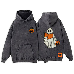 Sudadera con capucha básica de gran tamaño para hombre con logotipo personalizado bordado 400gsm parches de tela de peso pesado jersey de patrón sólido desgastado - Product Image 3