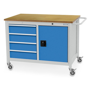 Atelier mobile, 4 tiroirs, 1250 x 750 x 935 mm, gris/bleu - Product Image 1