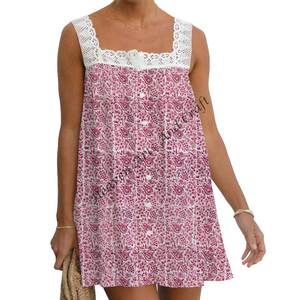 Nouvelle robe pour femme en coton imprimé à la main, très vendue, fournisseur de robes bohèmes et gypsies imprimées à la main, robe de soirée en coton, robe pour femme, robe pour fille - Product Image 5