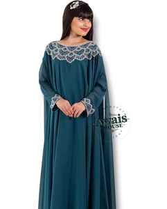 Ensemble de 2 pièces de luxe en gros pour femmes musulmanes, robe modeste simple à perles, robe de fête, robe de mariage, design orné, broderie ouverte, kaftan - Product Image 3