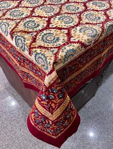 Meilleur prix fait à la main indien bloc imprimé Floral coton couverture de Table ensemble 6 places fête de mariage nappe coureur tapis serviettes - Product Image 5