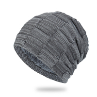 Gorro de punto acrílico a cuadros, cálido y suave, con forro polar, estilo jumbo, tipo rasta, holgado, con bordado 3D, para invierno 2025, venta al por mayor